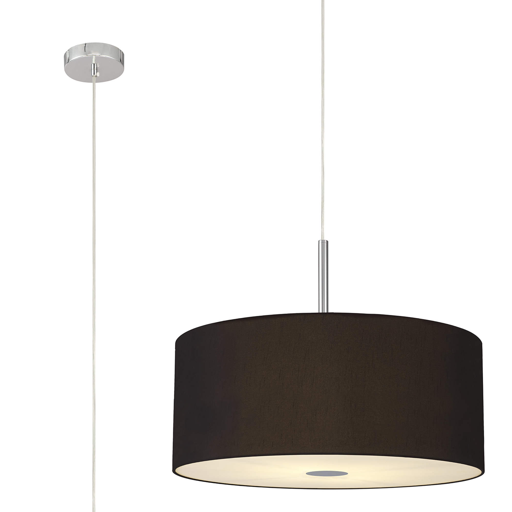 DK0479  Baymont 60cm 5 Light Pendant Polished Chrome, Midnight Black/Green Olive, Frosted Diffuser